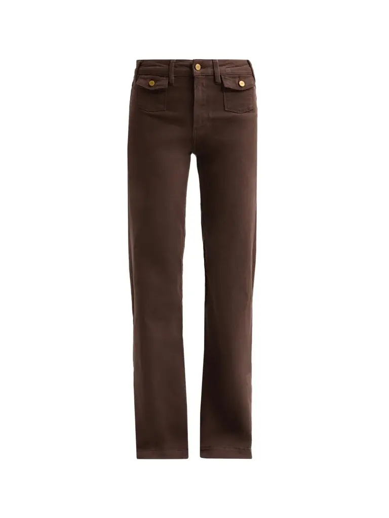 PAIGE Women's Leenah Mini Patch Pocket Straight-Leg Jeans