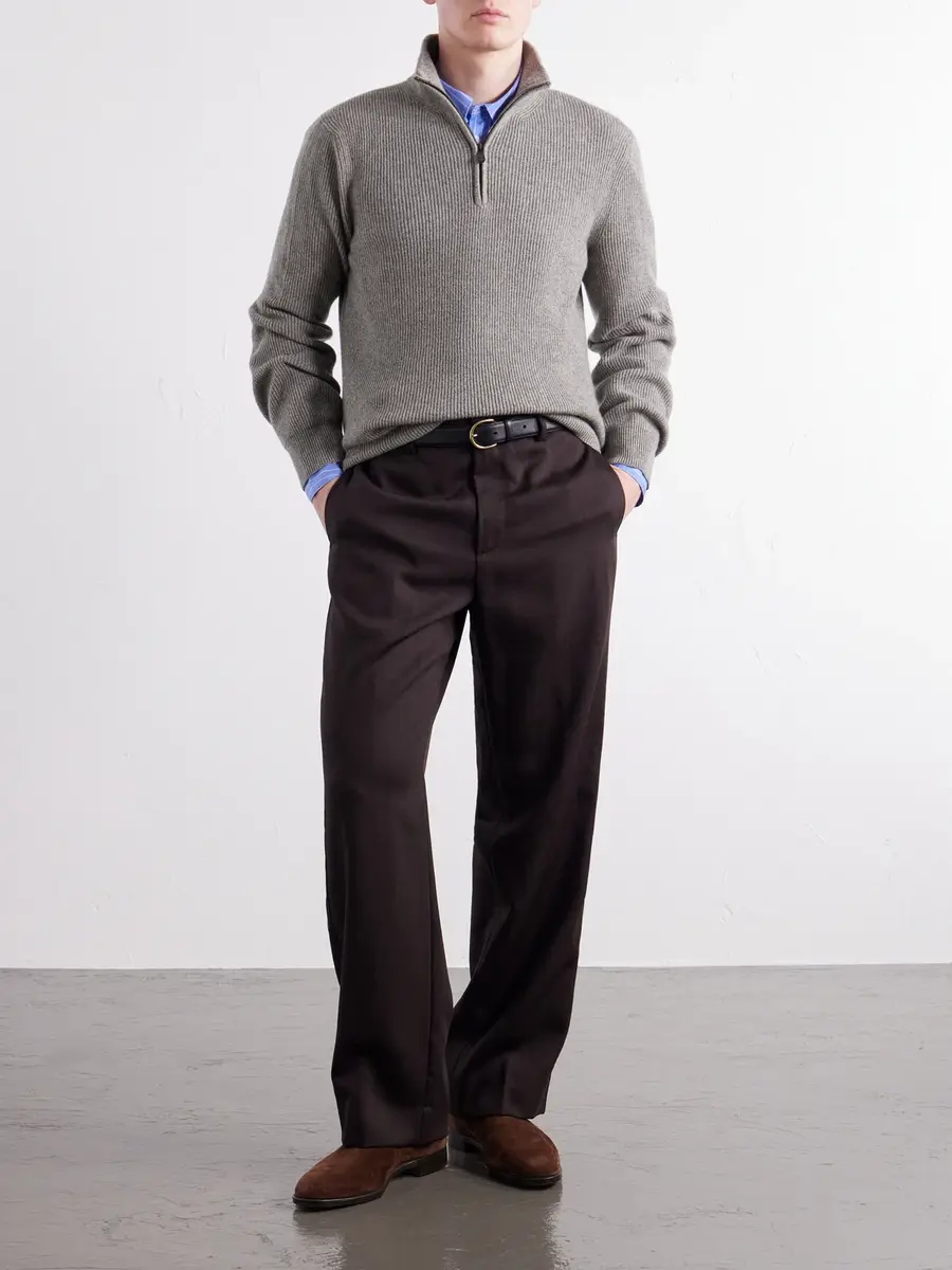 PIACENZA 1733 Ribbed Cashmere Half-Zip Sweater - Men | Thumbnail 2 PIACENZA 1733 Ribbed Cashmere Half-Zip Sweater - Men | Thumbnail 2