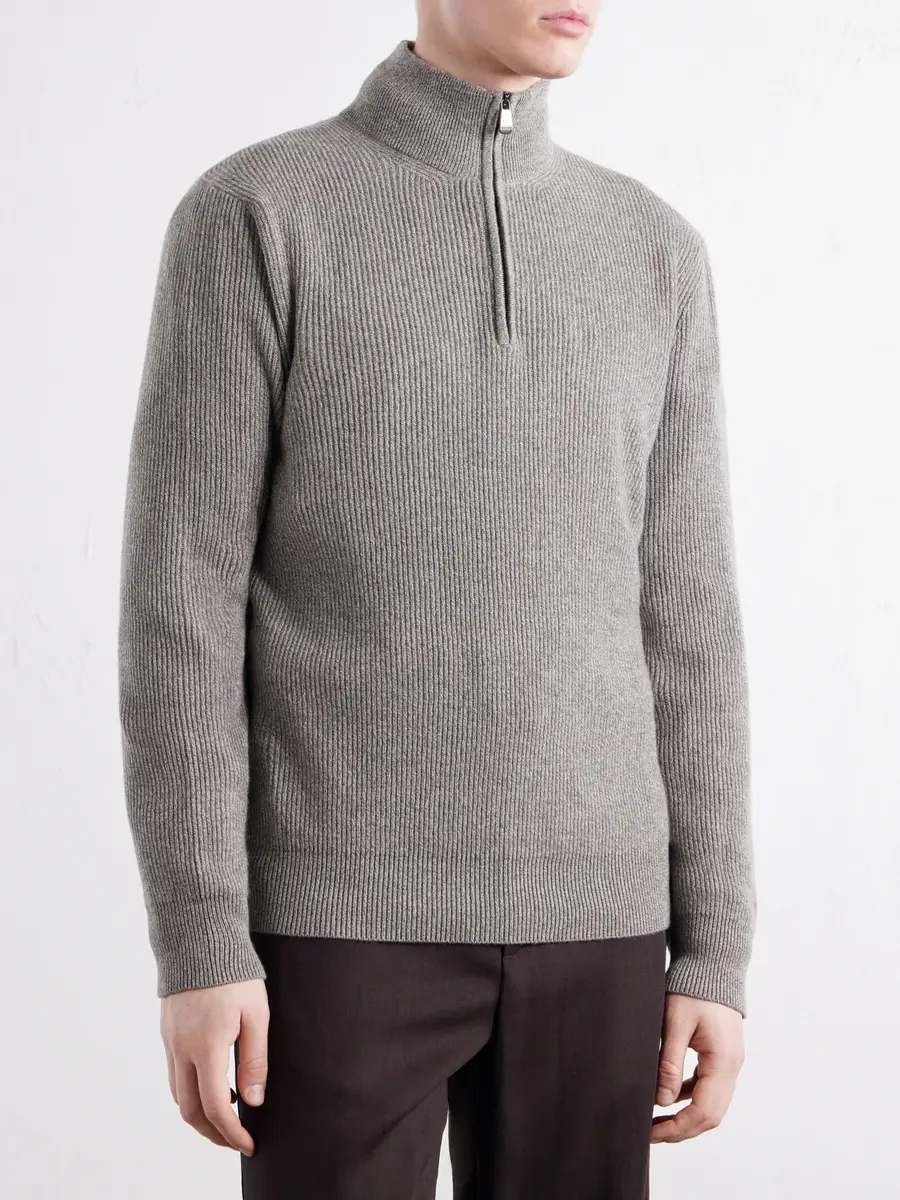 PIACENZA 1733 Ribbed Cashmere Half-Zip Sweater - Men | Thumbnail 3 PIACENZA 1733 Ribbed Cashmere Half-Zip Sweater - Men | Thumbnail 3
