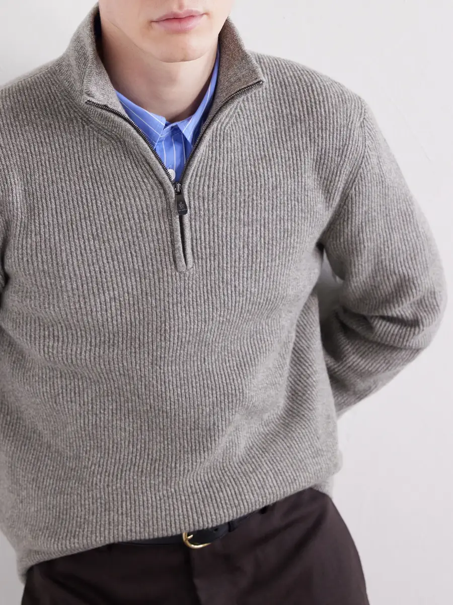 PIACENZA 1733 Ribbed Cashmere Half-Zip Sweater - Men | Thumbnail 5 PIACENZA 1733 Ribbed Cashmere Half-Zip Sweater - Men | Thumbnail 5