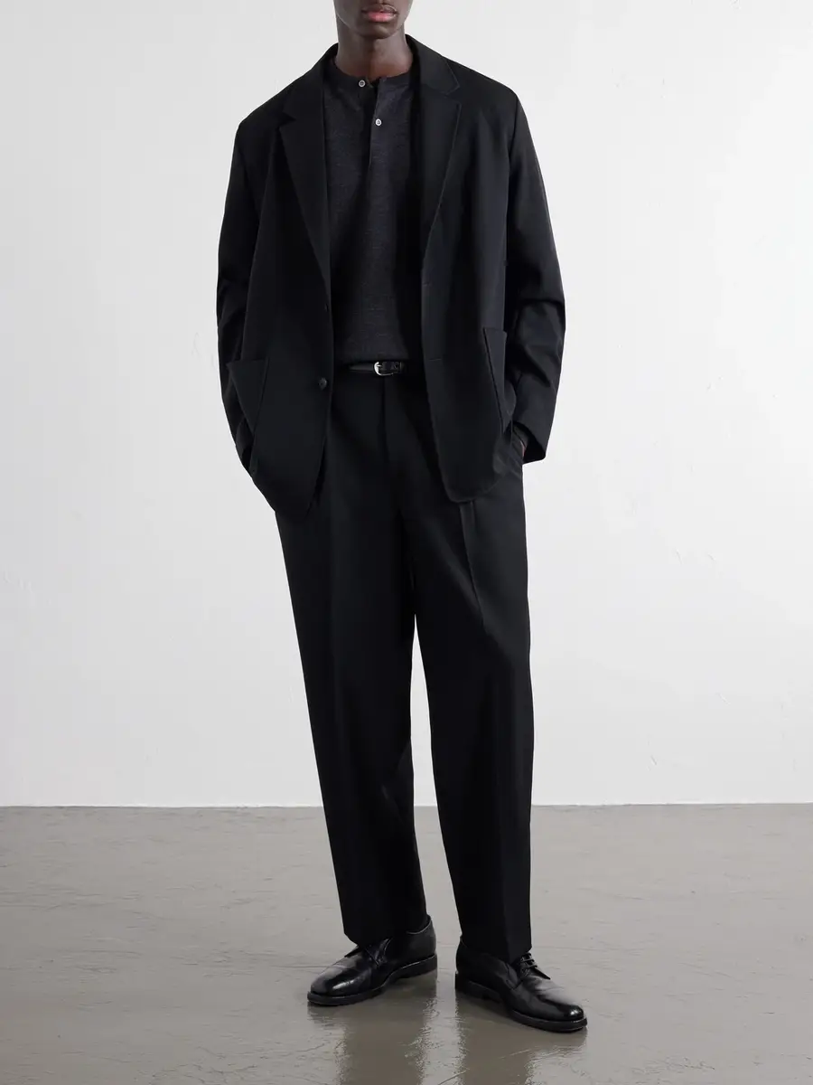 ATON Pleated Tapered Wool-Twill Suit Trousers - Men | Thumbnail 2
