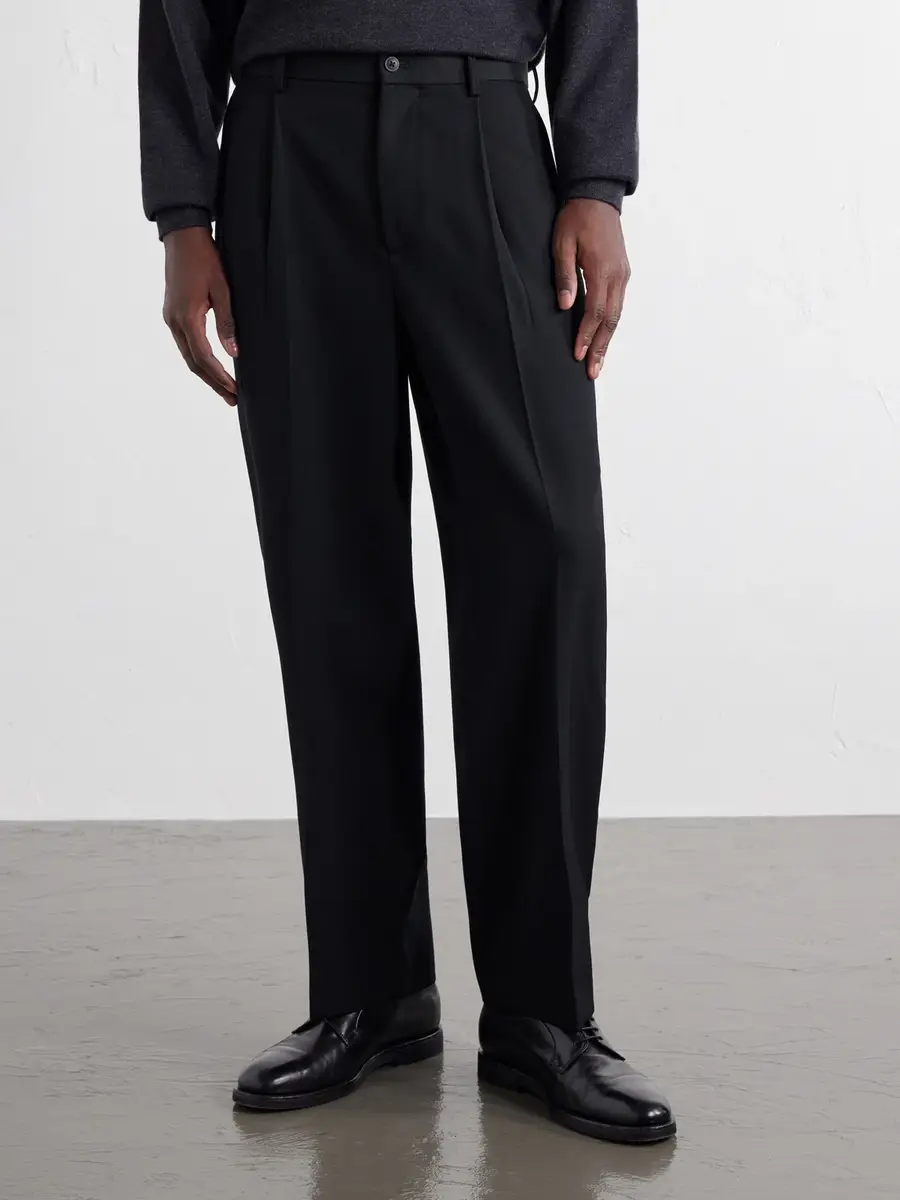 ATON Pleated Tapered Wool-Twill Suit Trousers - Men | Thumbnail 3