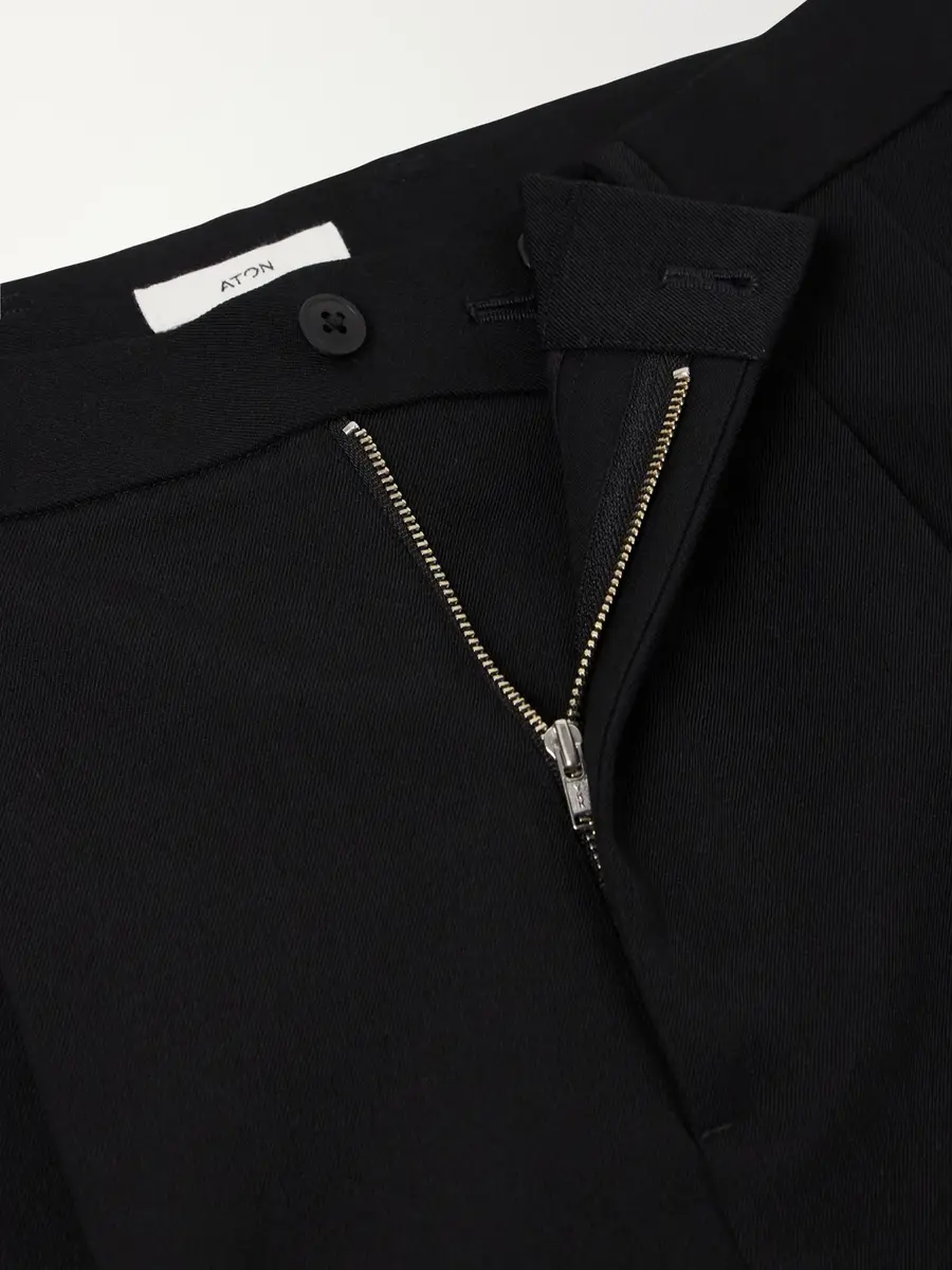 ATON Pleated Tapered Wool-Twill Suit Trousers - Men | Thumbnail 6