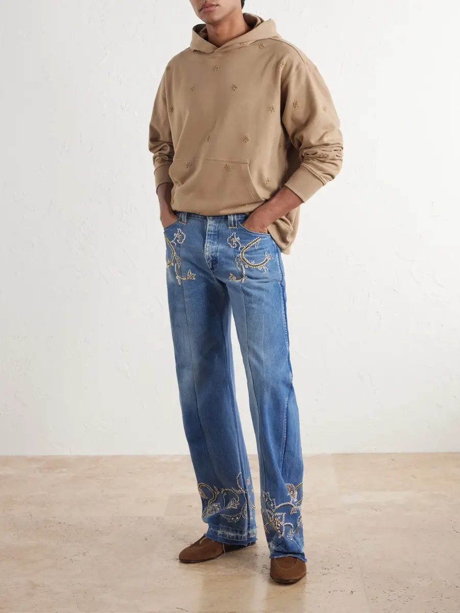 Kartik Research Bead-Embellished Embroidered Cotton-Jersey Hoodie - Men | Thumbnail 2 Kartik Research Bead-Embellished Embroidered Cotton-Jersey Hoodie - Men | Thumbnail 2