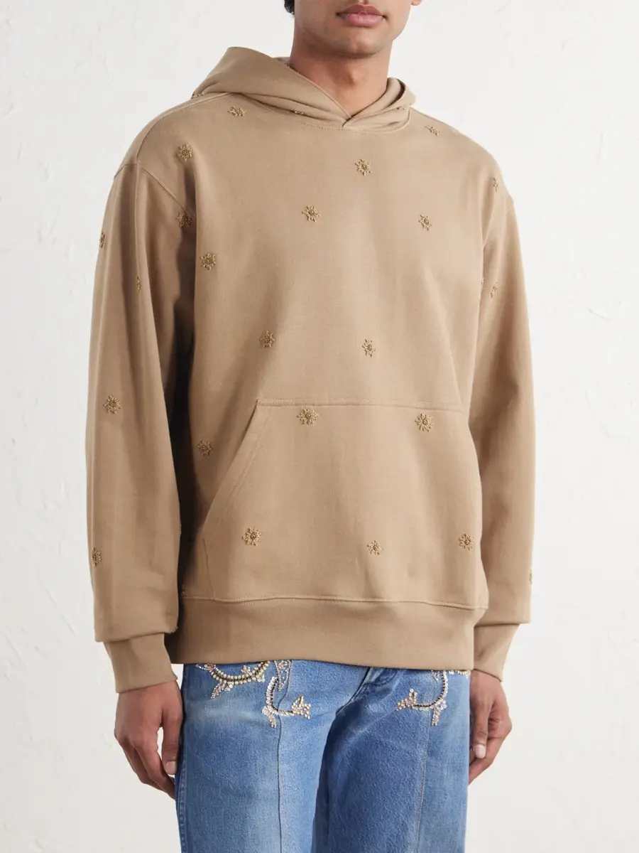 Kartik Research Bead-Embellished Embroidered Cotton-Jersey Hoodie - Men | Thumbnail 3 Kartik Research Bead-Embellished Embroidered Cotton-Jersey Hoodie - Men | Thumbnail 3