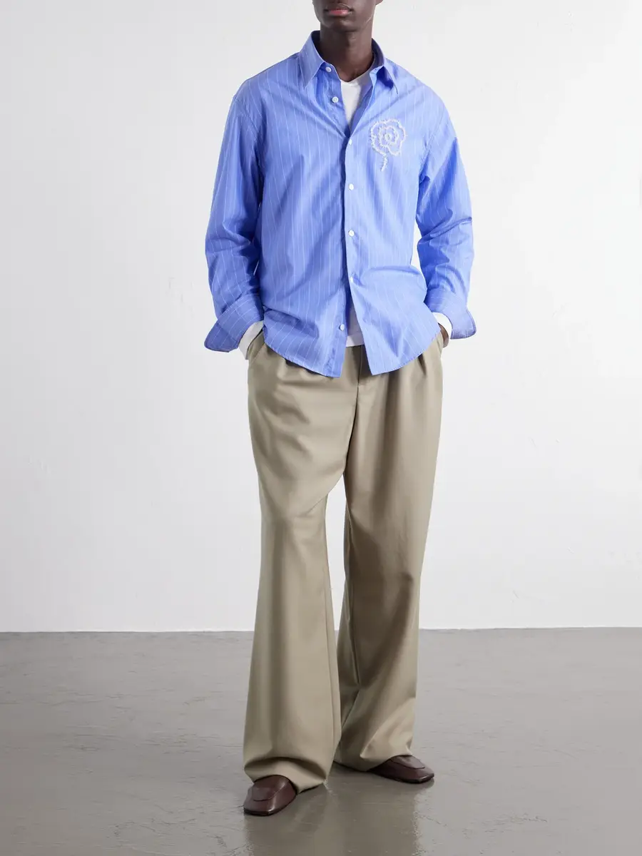 NN07 Quinsy App 5322 Embroidered Striped Supima Cotton-Poplin Shirt - Men | Thumbnail 2