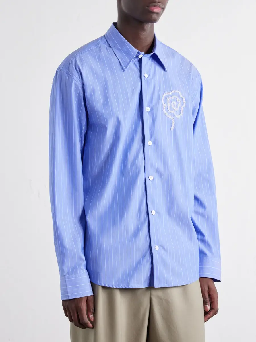 NN07 Quinsy App 5322 Embroidered Striped Supima Cotton-Poplin Shirt - Men | Thumbnail 3