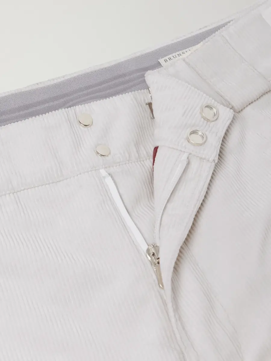 Brunello Cucinelli Straight-Leg Logo-Embroidered Cotton-Corduroy Ski Pants - Men | Thumbnail 3