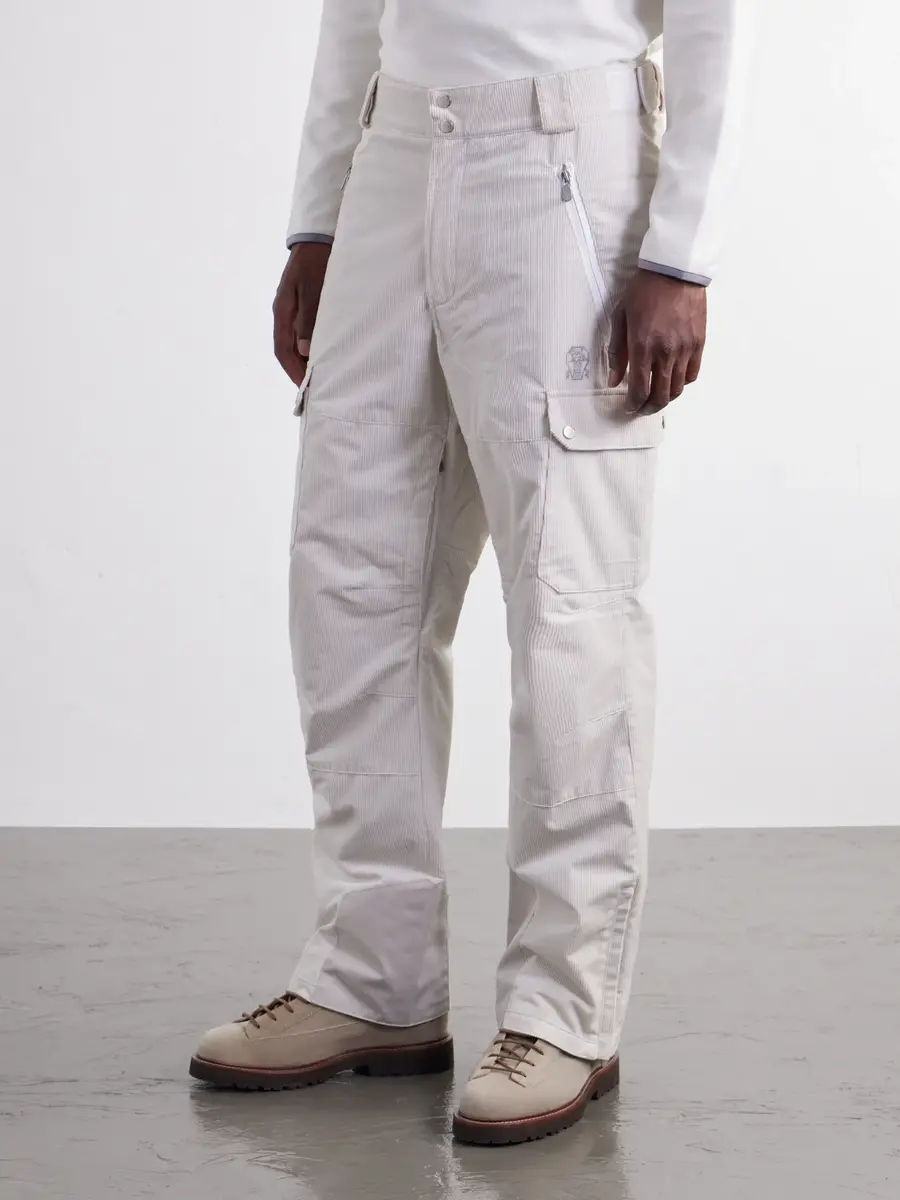 Brunello Cucinelli Straight-Leg Logo-Embroidered Cotton-Corduroy Ski Pants - Men | Thumbnail 4