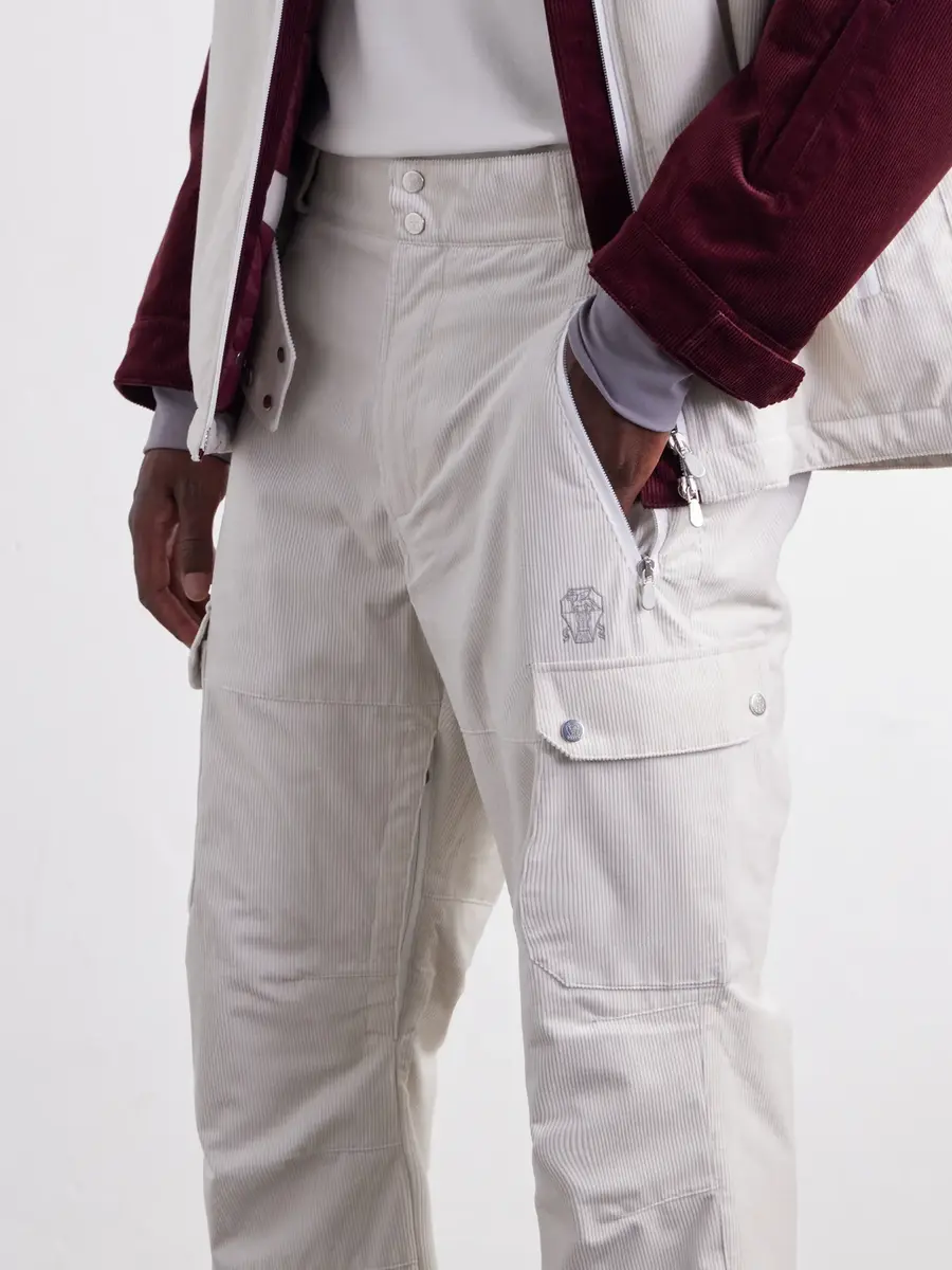 Brunello Cucinelli Straight-Leg Logo-Embroidered Cotton-Corduroy Ski Pants - Men | Thumbnail 6