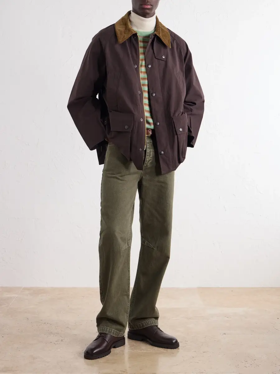 Barbour Bedale Corduroy-Trimmed Waxed Woven Jacket - Men | Thumbnail 2 Barbour Bedale Corduroy-Trimmed Waxed Woven Jacket - Men | Thumbnail 2