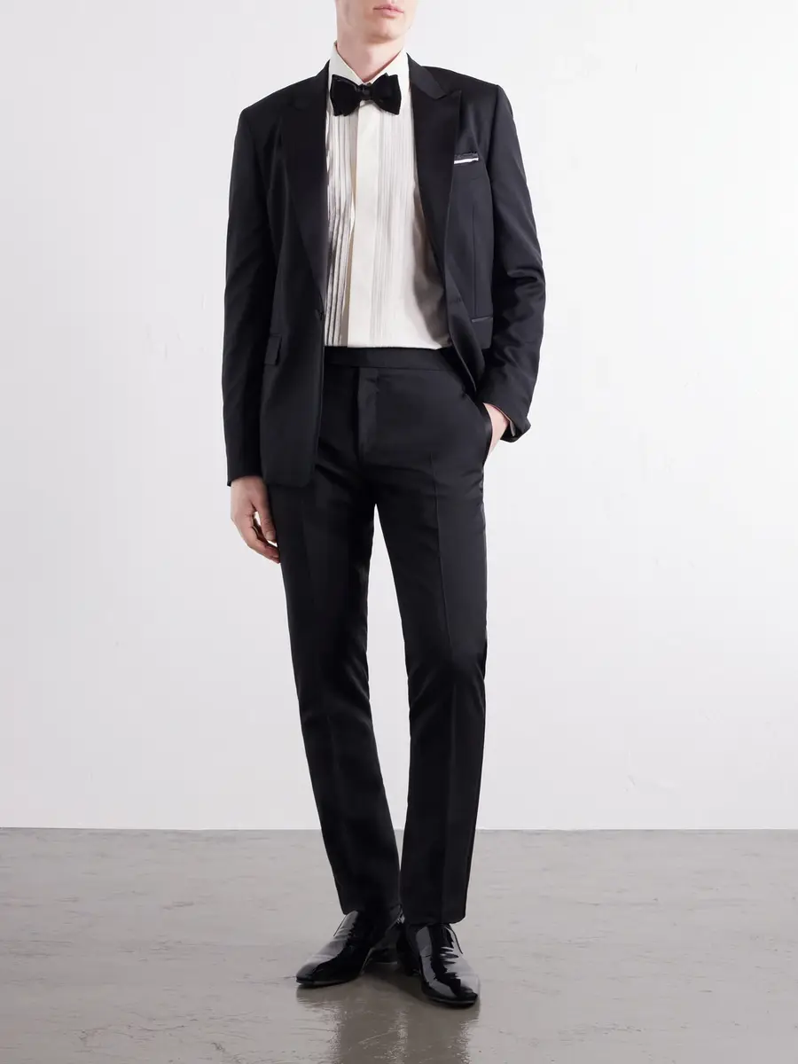 Paul Smith Straight-Leg Satin-Trimmed Wool and Mohair-Blend Tuxedo Trousers - Men | Thumbnail 2 Paul Smith Straight-Leg Satin-Trimmed Wool and Mohair-Blend Tuxedo Trousers - Men | Thumbnail 2