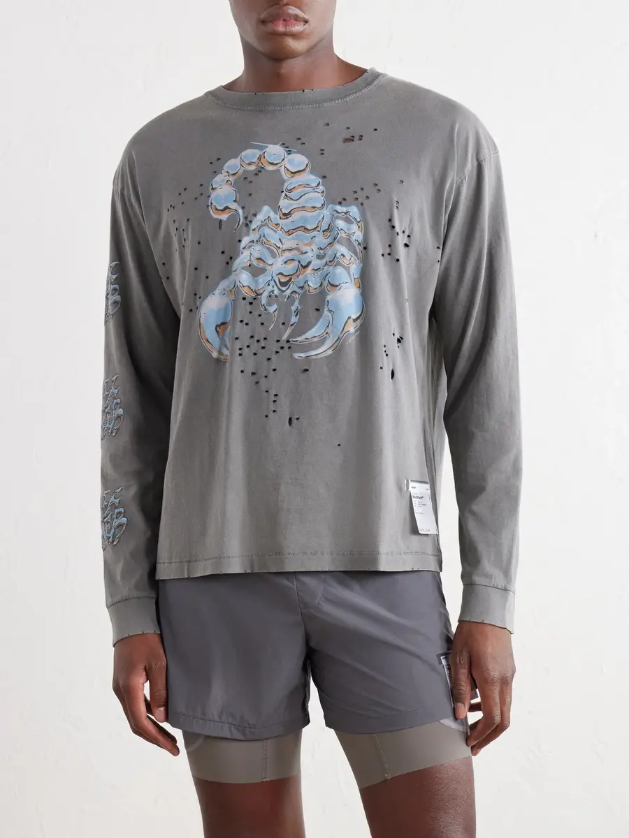 Satisfy Logo-Print Distressed MothTech™ Cotton-Jersey T-Shirt - Men | Thumbnail 3