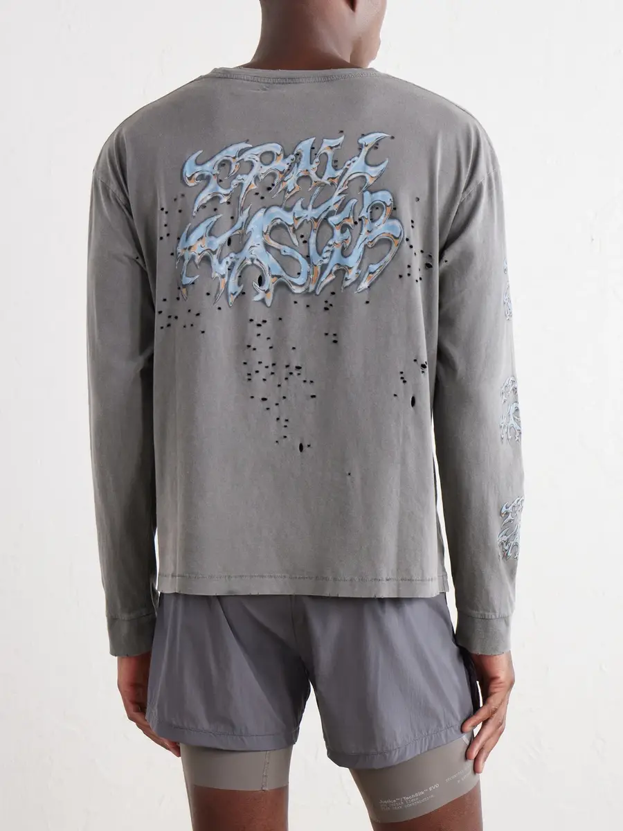 Satisfy Logo-Print Distressed MothTech™ Cotton-Jersey T-Shirt - Men | Thumbnail 4