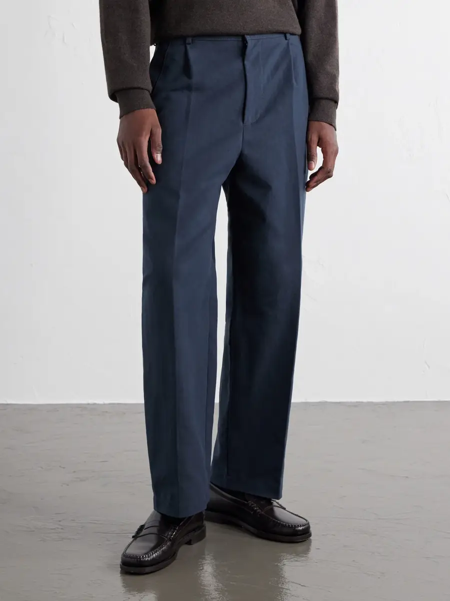 ATON Pleated Tapered Cotton Trousers - Men | Thumbnail 3 ATON Pleated Tapered Cotton Trousers - Men | Thumbnail 3