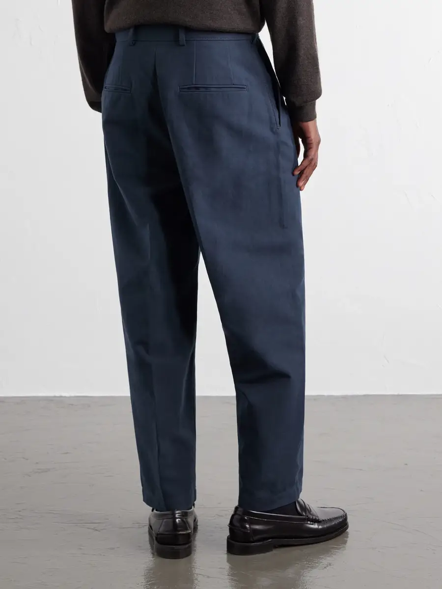 ATON Pleated Tapered Cotton Trousers - Men | Thumbnail 4 ATON Pleated Tapered Cotton Trousers - Men | Thumbnail 4