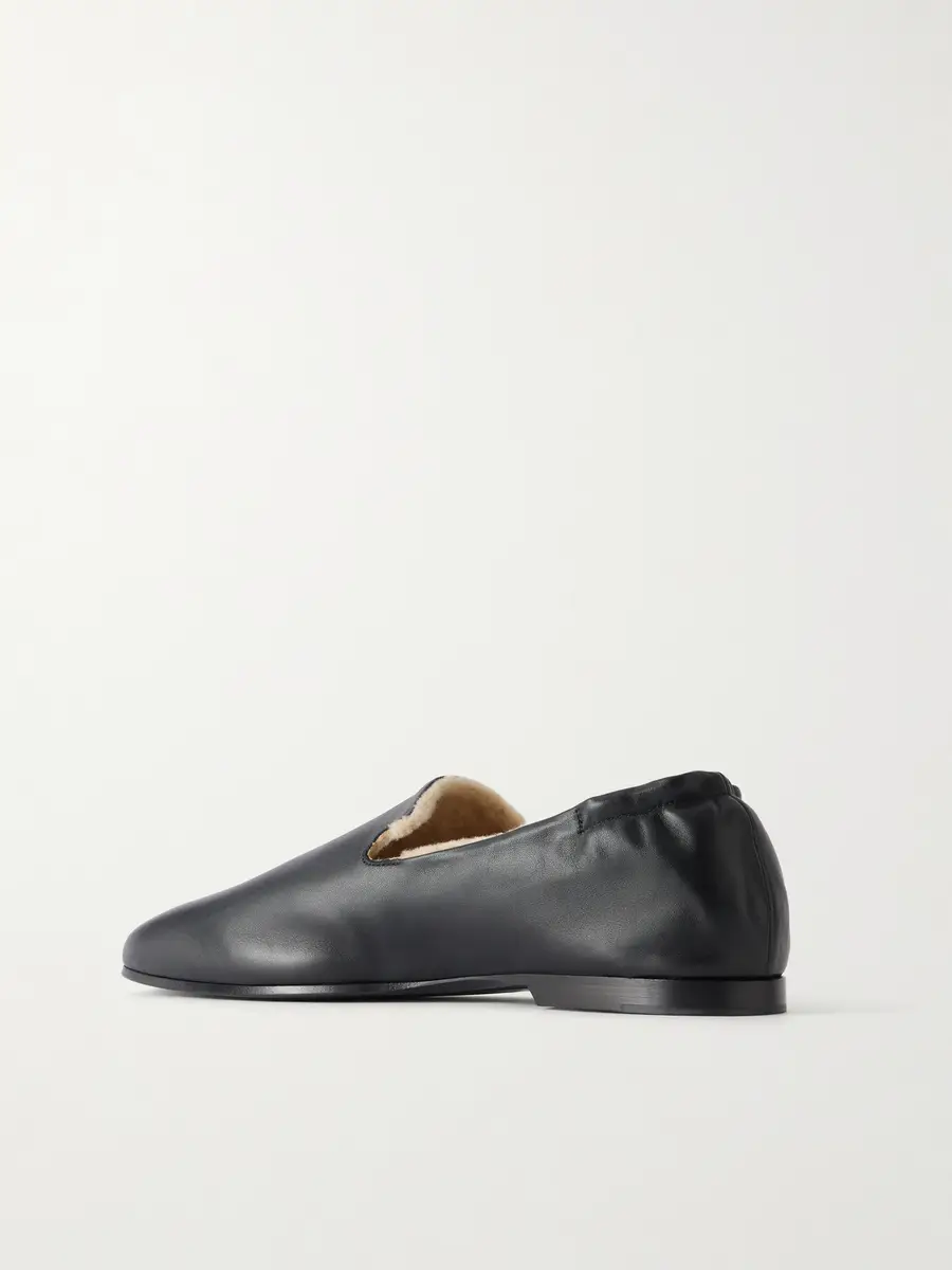 TOTEME Shearling-Lined Nappa Leather Loafers - Men | Thumbnail 4