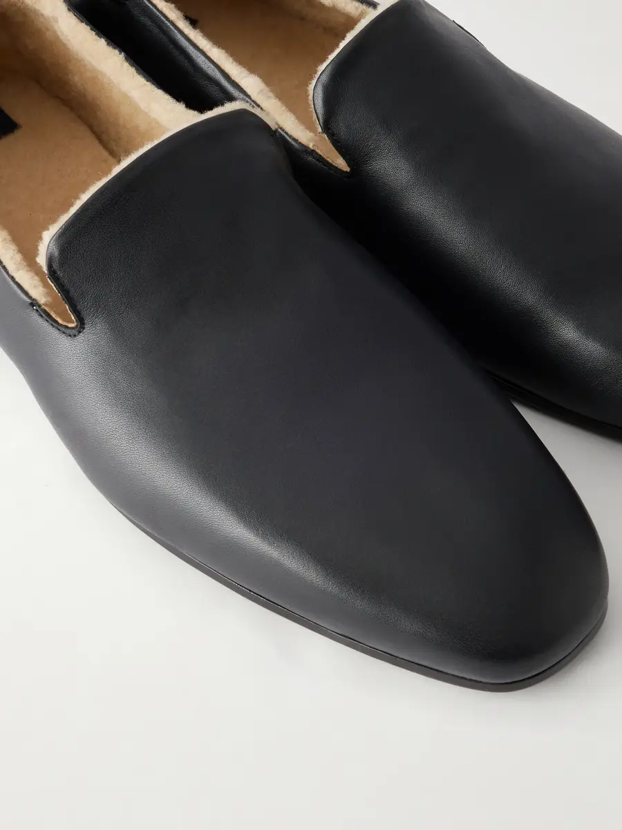 TOTEME Shearling-Lined Nappa Leather Loafers - Men | Thumbnail 5