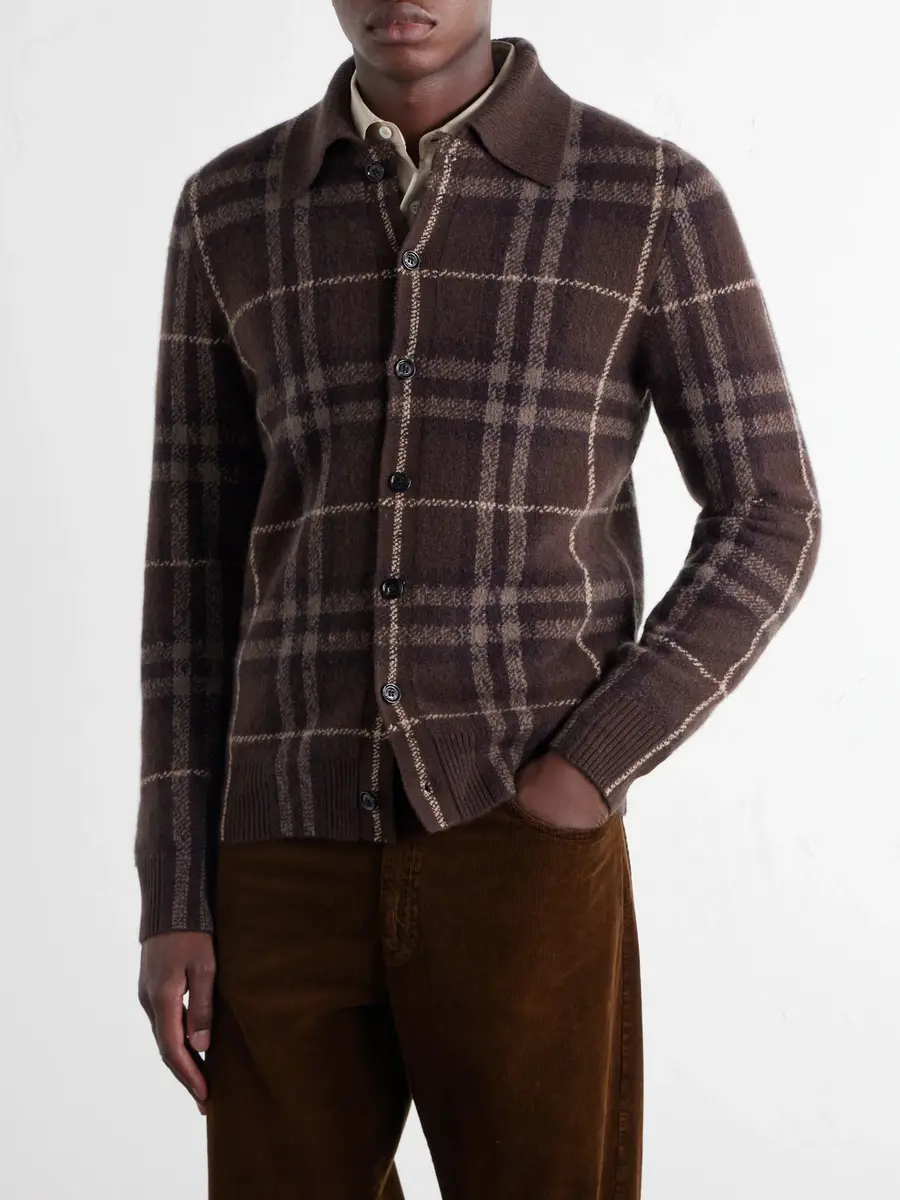 Burberry Checked Knitted Cashmere Polo Shirt - Men | Thumbnail 3 Burberry Checked Knitted Cashmere Polo Shirt - Men | Thumbnail 3