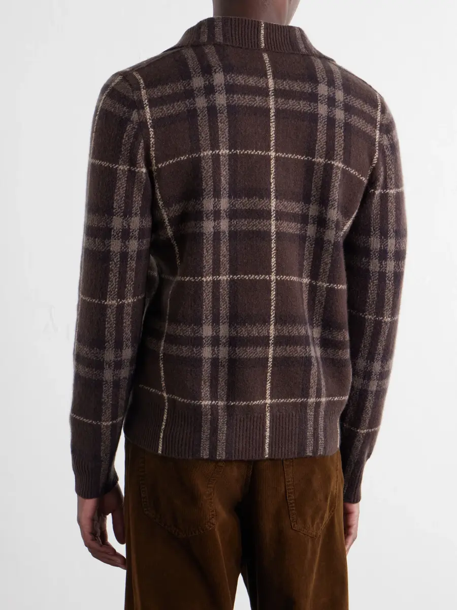 Burberry Checked Knitted Cashmere Polo Shirt - Men | Thumbnail 4 Burberry Checked Knitted Cashmere Polo Shirt - Men | Thumbnail 4