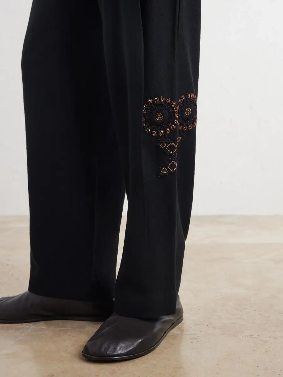 Kartik Research Straight-Leg Pleated Bead-Embroidered Wool Trousers - Men | Thumbnail 5 Kartik Research Straight-Leg Pleated Bead-Embroidered Wool Trousers - Men | Thumbnail 5