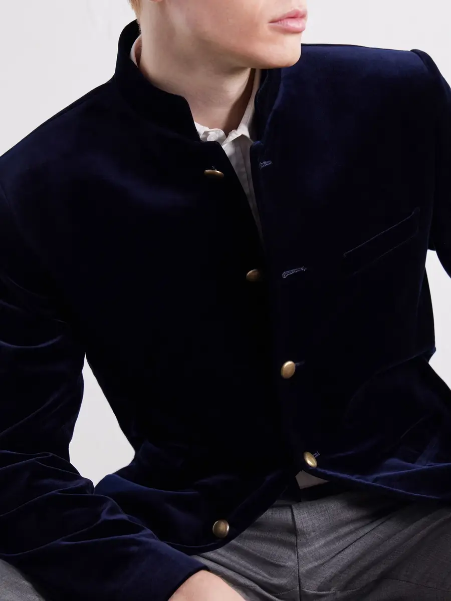 Favourbrook Nehru Cotton-Velvet Blazer - Men | Thumbnail 5