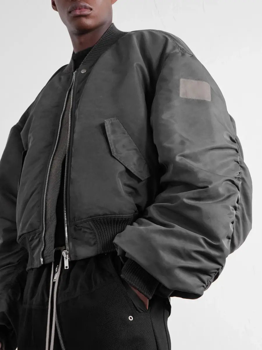 Rick Owens Cropped Appliquéd Shell Bomber Jacket - Men | Thumbnail 5 Rick Owens Cropped Appliquéd Shell Bomber Jacket - Men | Thumbnail 5