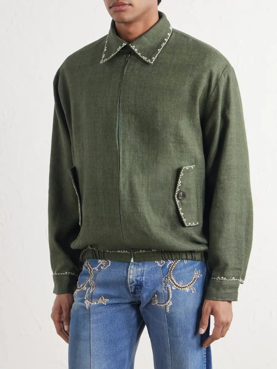 Kartik Research Embroidered Wool and Linen-Blend Canvas Blouson Jacket - Men | Thumbnail 3 Kartik Research Embroidered Wool and Linen-Blend Canvas Blouson Jacket - Men | Thumbnail 3