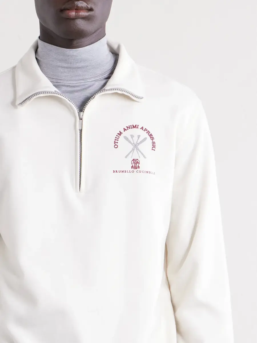 Brunello Cucinelli Logo-Embroidered Cashmere-Blend Half-Zip Ski Mid Layer - Men | Thumbnail 5