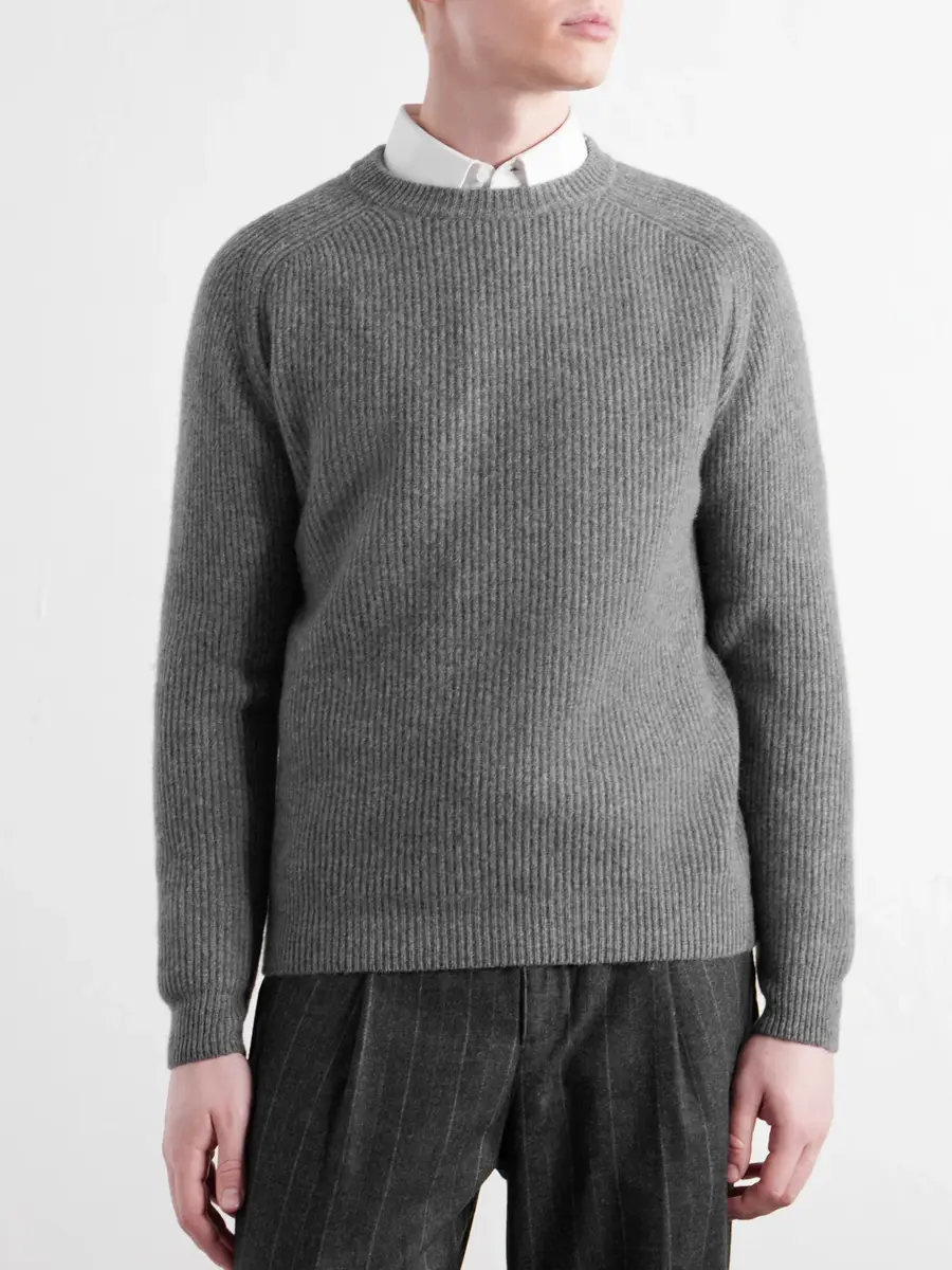 PIACENZA 1733 Ribbed Wool and Cashmere-Blend Sweater - Men | Thumbnail 3 PIACENZA 1733 Ribbed Wool and Cashmere-Blend Sweater - Men | Thumbnail 3
