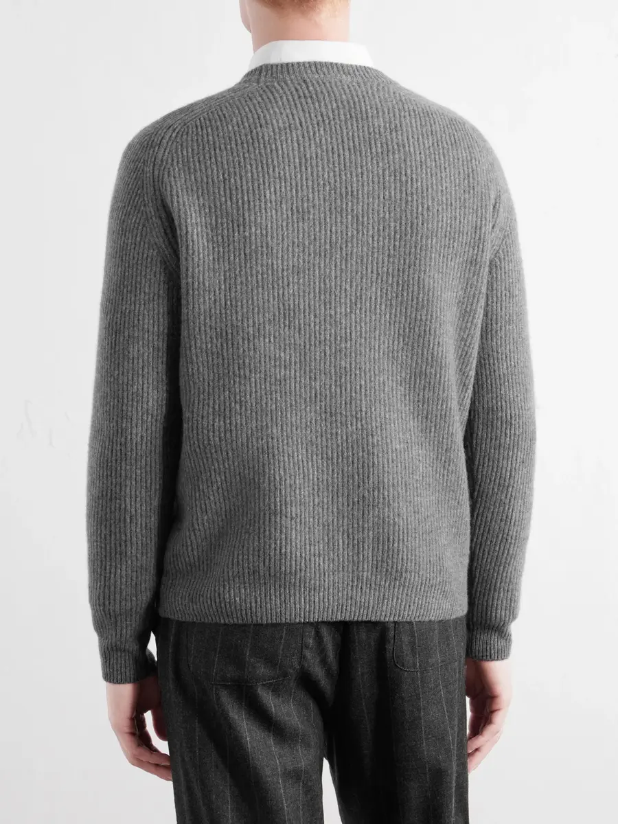 PIACENZA 1733 Ribbed Wool and Cashmere-Blend Sweater - Men | Thumbnail 4 PIACENZA 1733 Ribbed Wool and Cashmere-Blend Sweater - Men | Thumbnail 4