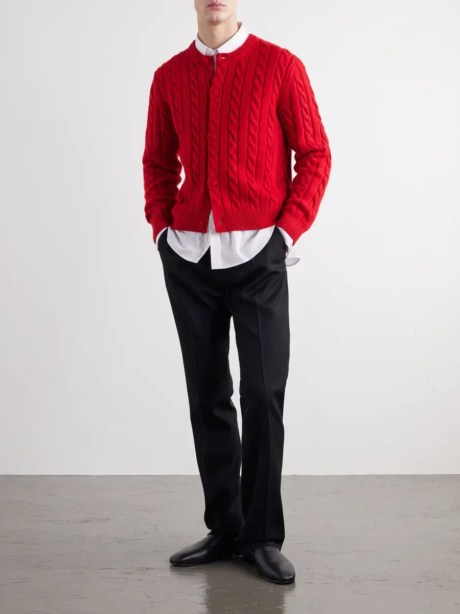 TOTEME Cable-Knitted Wool Cardigan - Men | Thumbnail 2 TOTEME Cable-Knitted Wool Cardigan - Men | Thumbnail 2