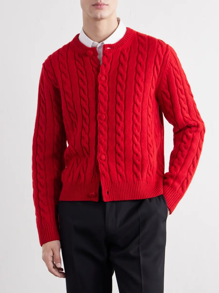 TOTEME Cable-Knitted Wool Cardigan - Men | Thumbnail 3 TOTEME Cable-Knitted Wool Cardigan - Men | Thumbnail 3