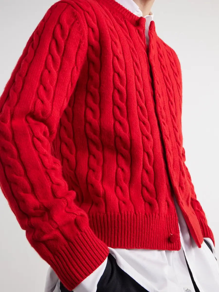 TOTEME Cable-Knitted Wool Cardigan - Men | Thumbnail 5 TOTEME Cable-Knitted Wool Cardigan - Men | Thumbnail 5