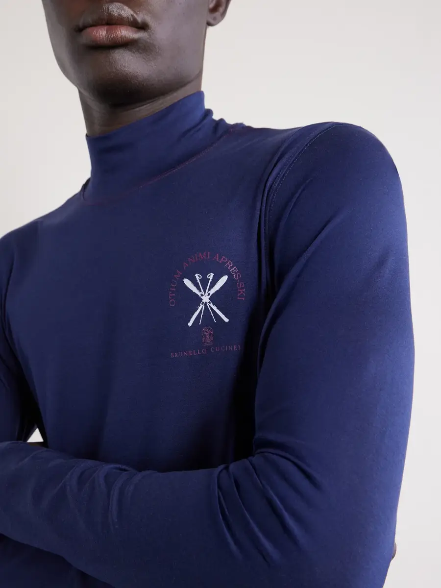 Brunello Cucinelli Logo-Embroidered Silk-Blend Ski Base Layer - Men | Thumbnail 5 Brunello Cucinelli Logo-Embroidered Silk-Blend Ski Base Layer - Men | Thumbnail 5