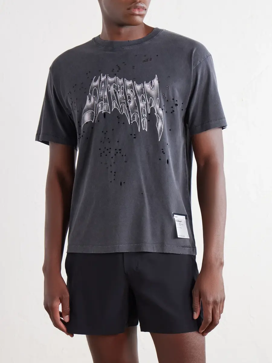 Satisfy Logo-Print Distressed MothTech™ Cotton-Jersey T-Shirt - Men | Thumbnail 3 Satisfy Logo-Print Distressed MothTech™ Cotton-Jersey T-Shirt - Men | Thumbnail 3