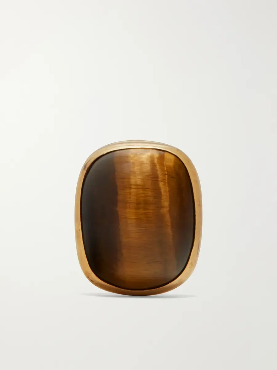 FOUNDWELL Vintage 1960s 14-Karat Gold Tiger's Eye Cufflinks - Men | Thumbnail 2