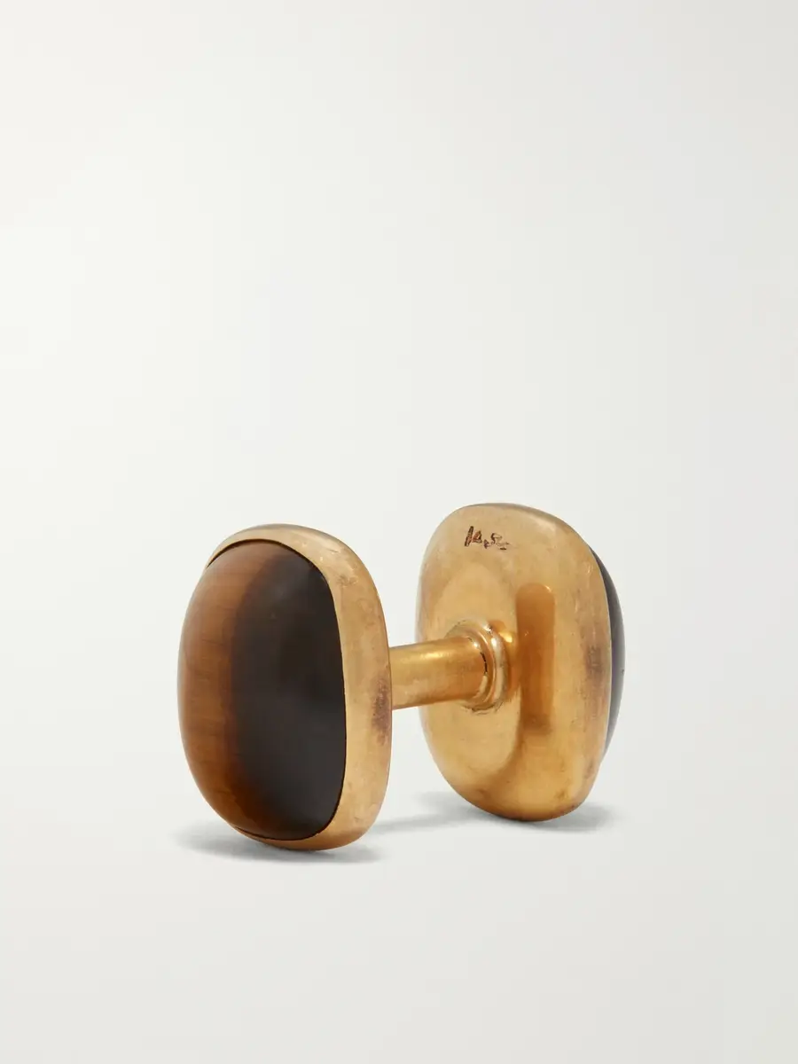 FOUNDWELL Vintage 1960s 14-Karat Gold Tiger's Eye Cufflinks - Men | Thumbnail 3