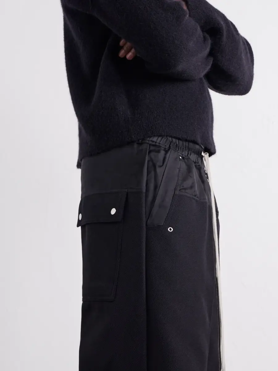 Rick Owens Bela Wide-Leg Satin-Trimmed Virgin Wool-Whipcord Drawstring Trousers - Men | Thumbnail 5 Rick Owens Bela Wide-Leg Satin-Trimmed Virgin Wool-Whipcord Drawstring Trousers - Men | Thumbnail 5