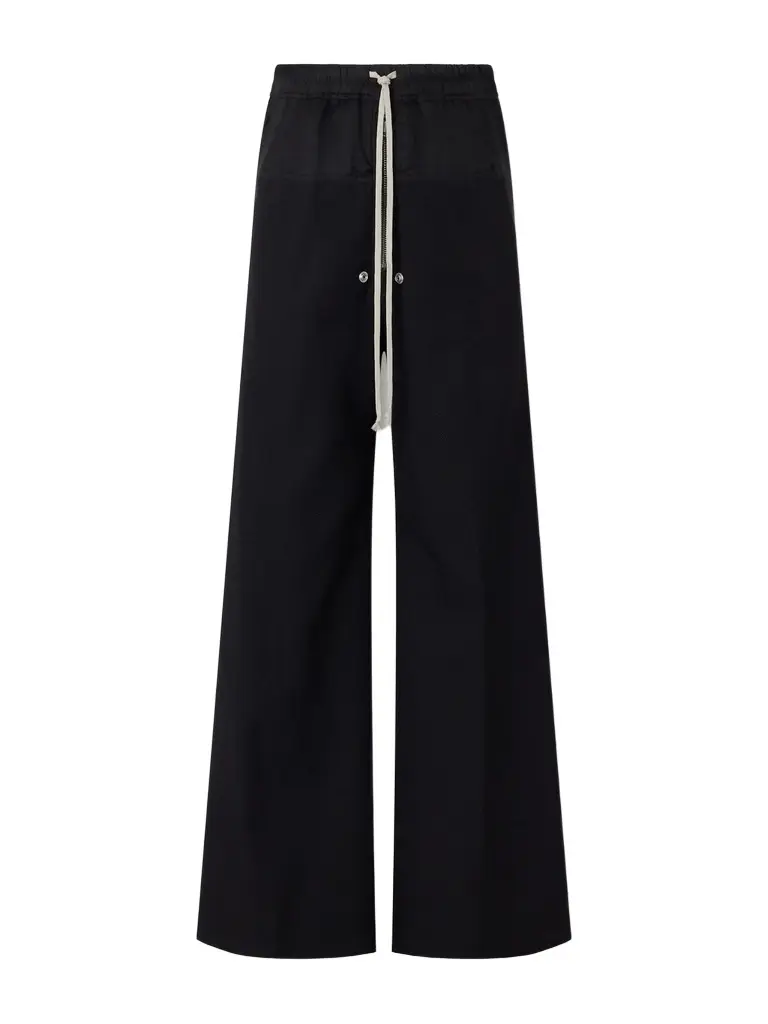 Bela Wide-Leg Satin-Trimmed Virgin Wool-Whipcord Drawstring Trousers - Men