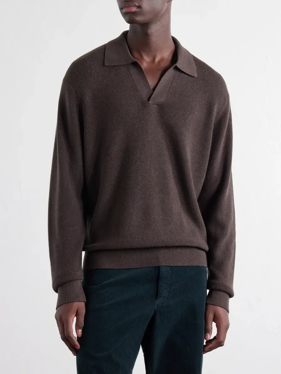 NN07 Hope Rib 60060 Organic Cotton and Cashmere-Blend Polo Shirt - Men | Thumbnail 3