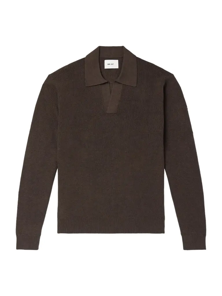 NN07 Hope Rib 60060 Organic Cotton and Cashmere-Blend Polo Shirt - Men