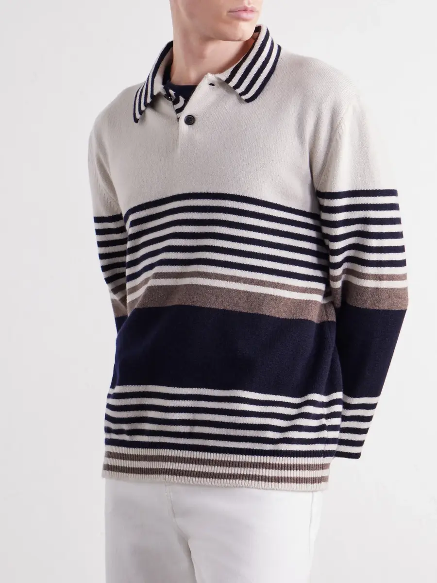 Paul Smith Striped Cashmere Polo Shirt - Men | Thumbnail 3 Paul Smith Striped Cashmere Polo Shirt - Men | Thumbnail 3