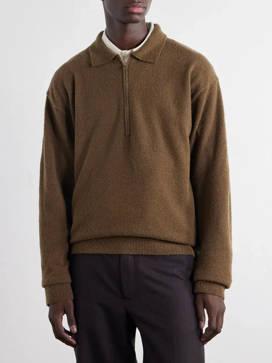 ATON Wool-Blend Half-Zip Polo Sweater - Men | Thumbnail 3