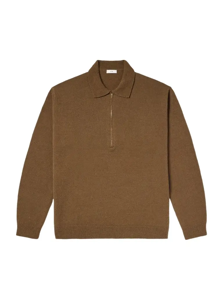 ATON Wool-Blend Half-Zip Polo Sweater - Men