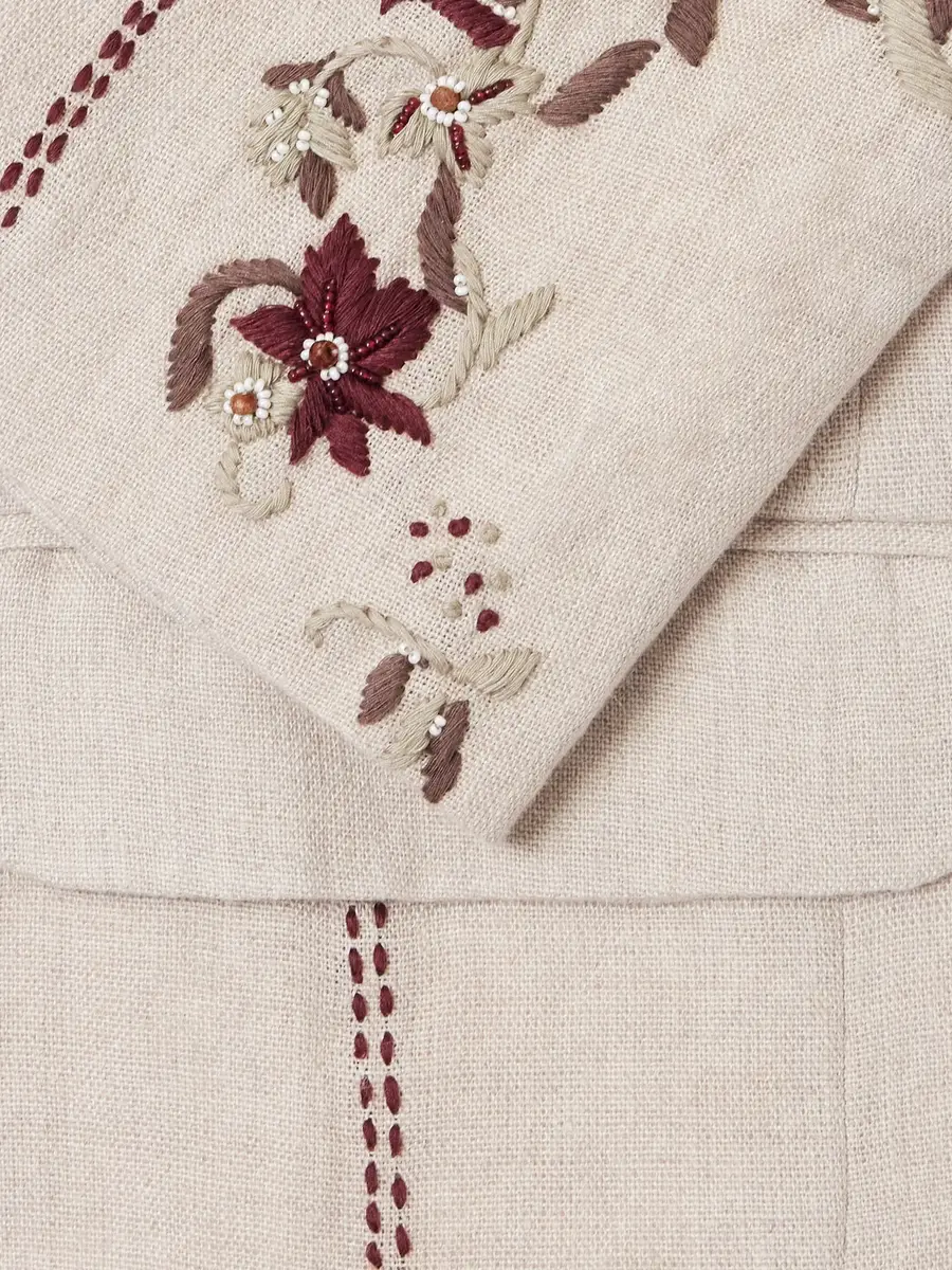 Kartik Research Bead-Embellished Embroidered Shawl-Collar Linen Blazer - Men | Thumbnail 6