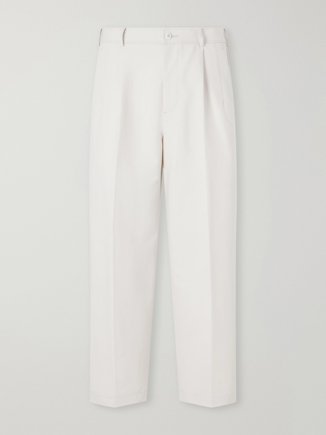 ATON Pleated Tapered Cotton Trousers - Men