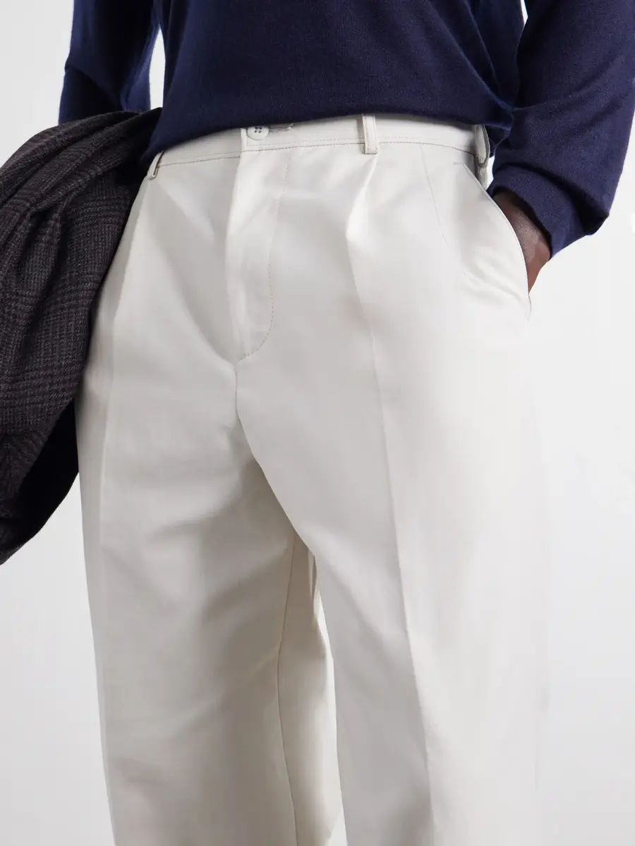 ATON Pleated Tapered Cotton Trousers - Men | Thumbnail 5