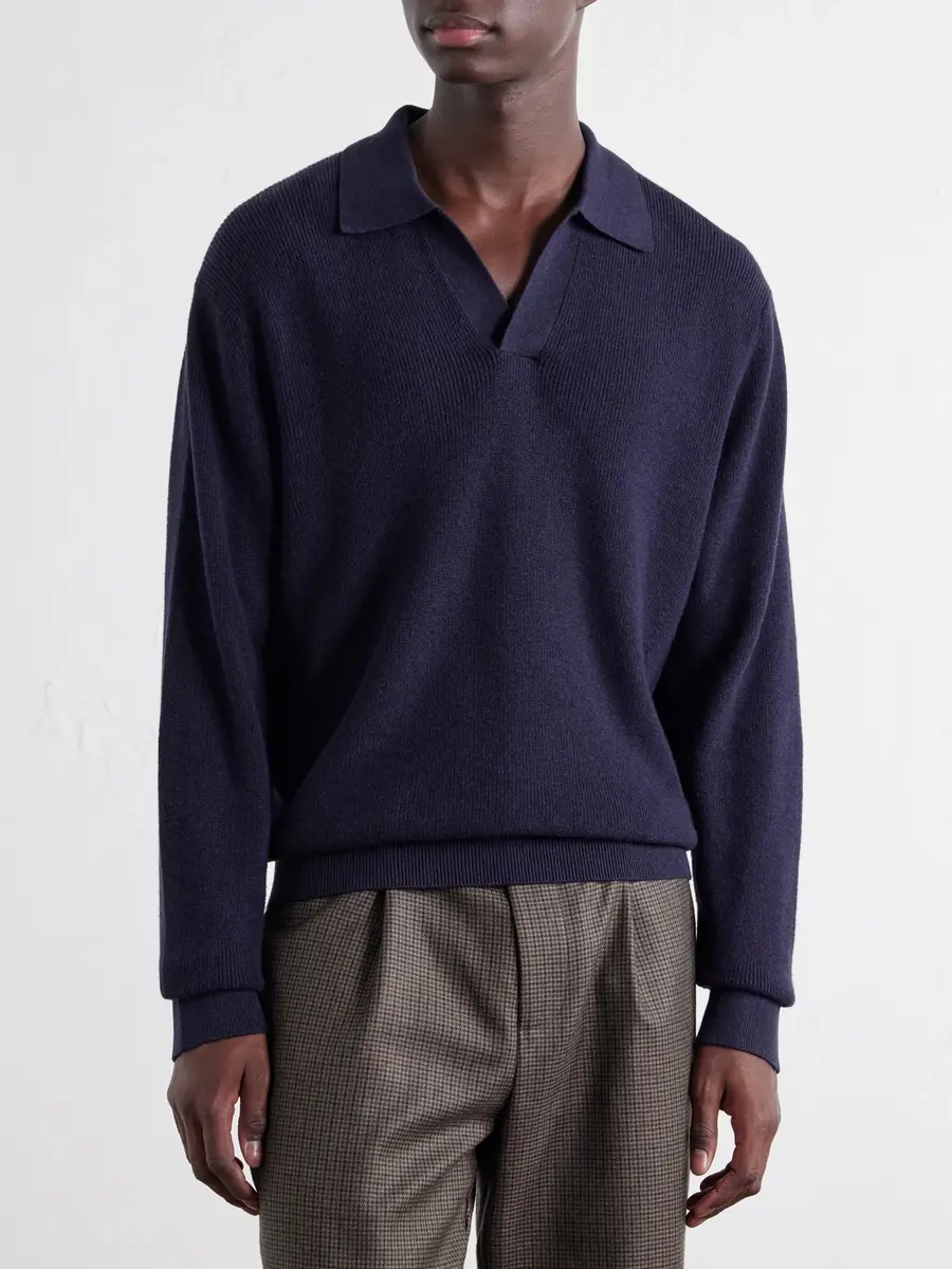 NN07 Hope Rib 60060 Organic Cotton and Cashmere-Blend Polo Shirt - Men | Thumbnail 3