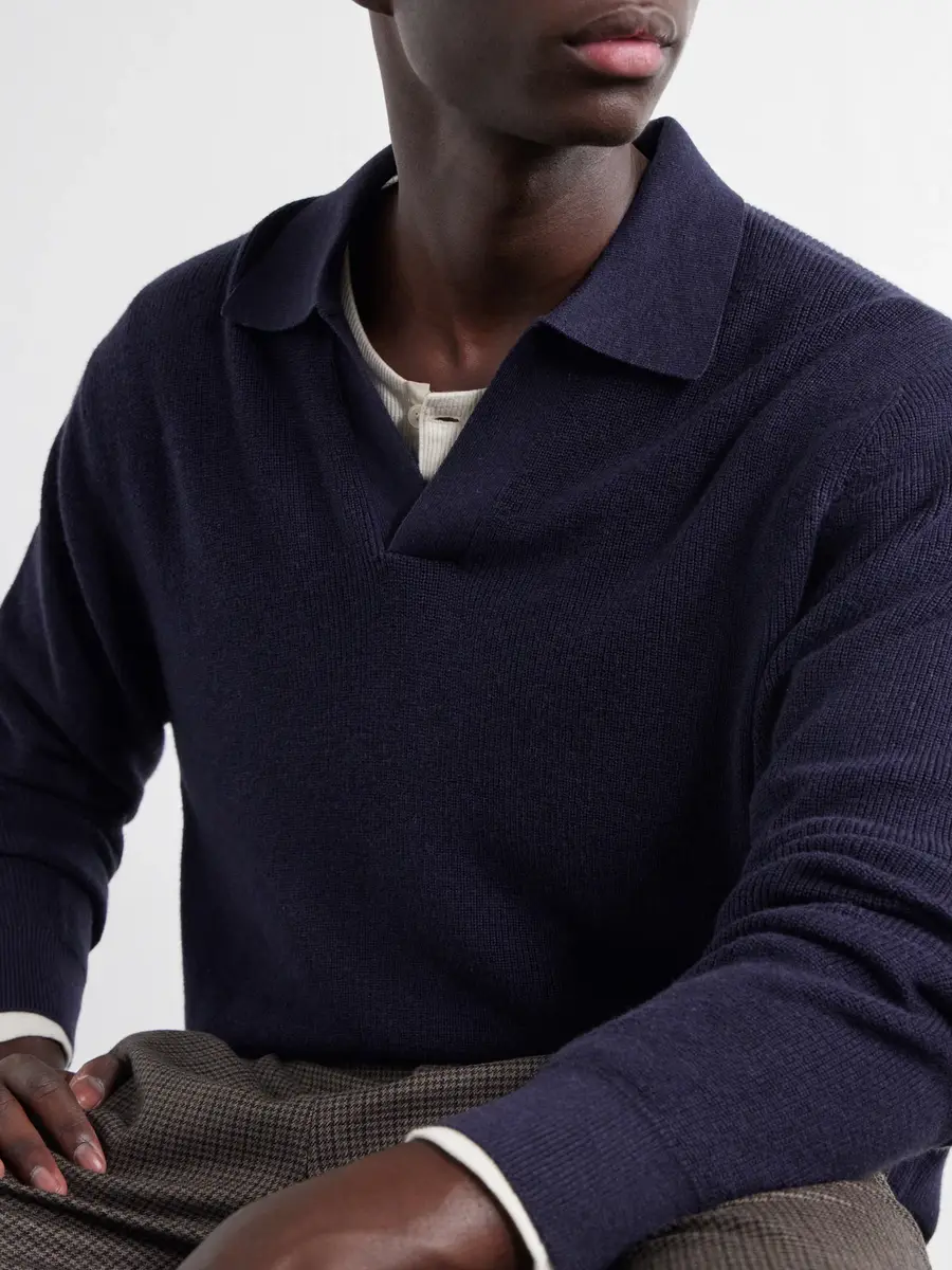 NN07 Hope Rib 60060 Organic Cotton and Cashmere-Blend Polo Shirt - Men | Thumbnail 5